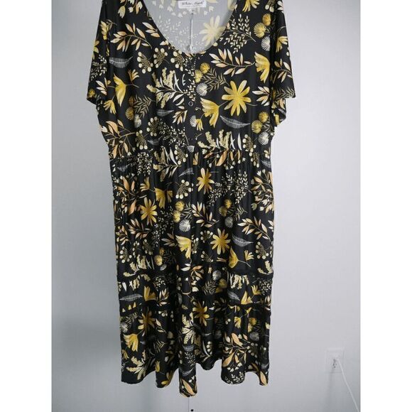 White Mark Women's Floral Short Sleeve Knee Length Dress 3XL - Picture 5 of 9